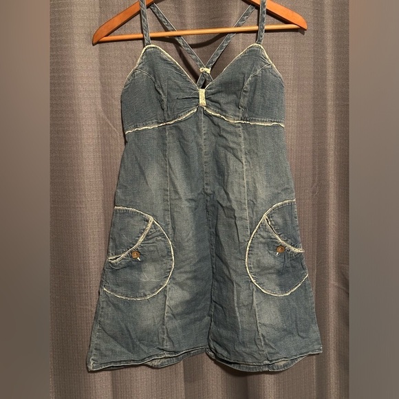 Rewind Bohemian Denim Dress - Picture 1 of 7